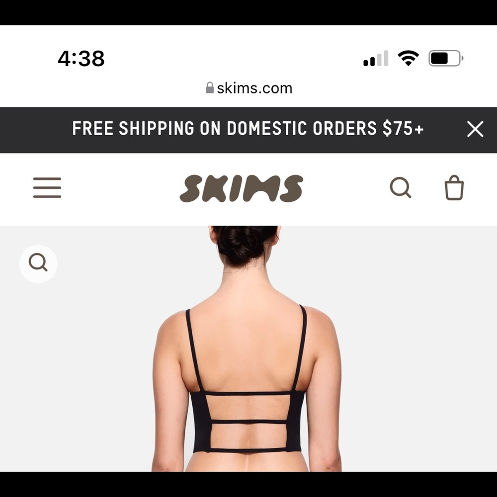 Skims fits everybody cropped straps back top in cocoa (small)